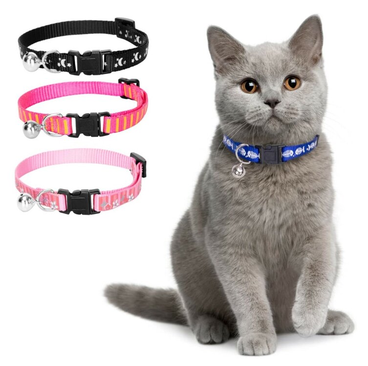 Nobleza Kattenhalsbandje met belletje - Veiligheidssluiting - 3D