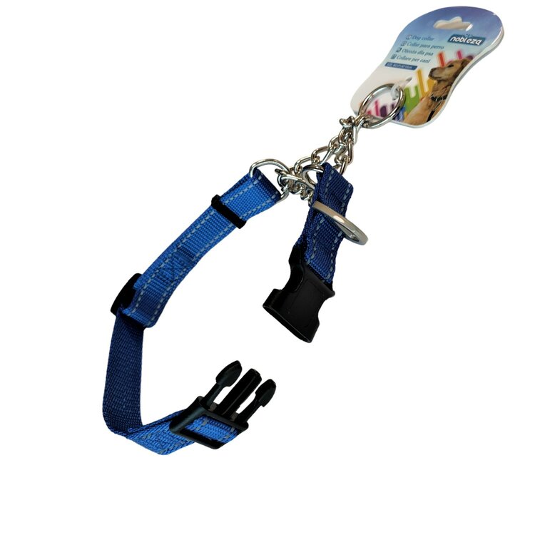 Nobleza Anti trek hondenhalsband - Nylon met ketting - Maat M