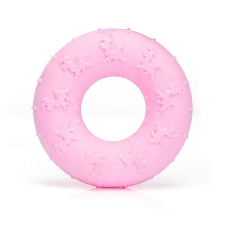 Puppyspeeltje dikke rubberen bijtring&nbsp;roze