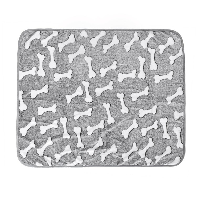 Nobleza Hondendeken - Fleece - Lichtgrijs met print - Maat L - 100x120 cm