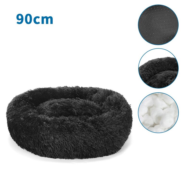 Nobleza Ronde mand voor hond en kat - 90 cm - Fluffy - Zwart