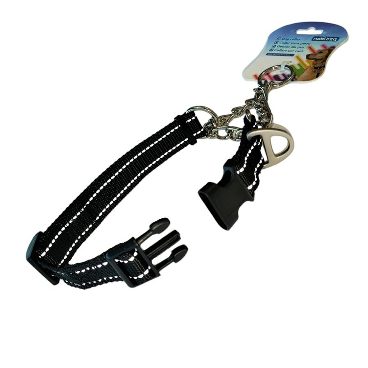 Nobleza Anti trek hondenhalsband - Nylon met ketting - Maat S