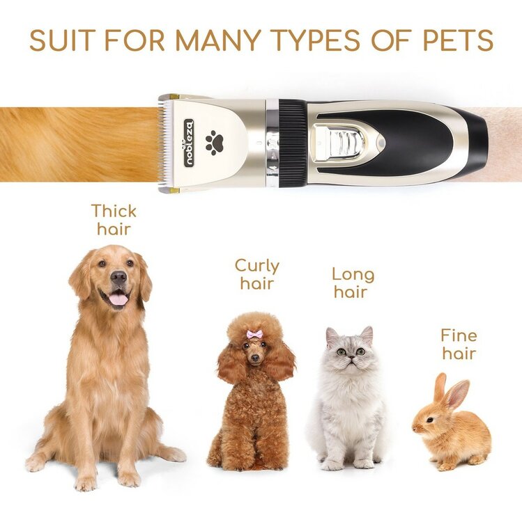 Nobleza Tondeuse voor hond en kat - Draadloos - Set - Gold