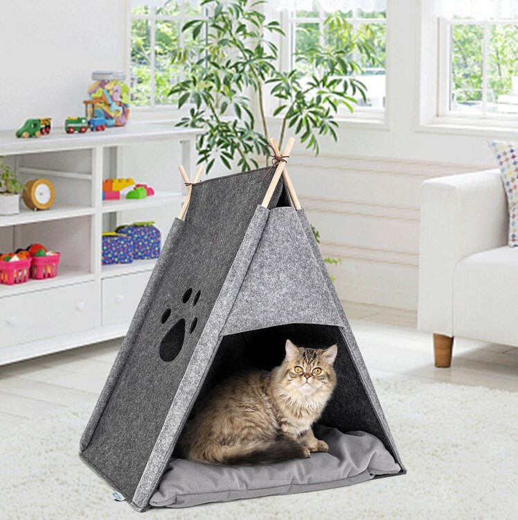 Kattenmand - Tipi tent - Vilt - Grijs