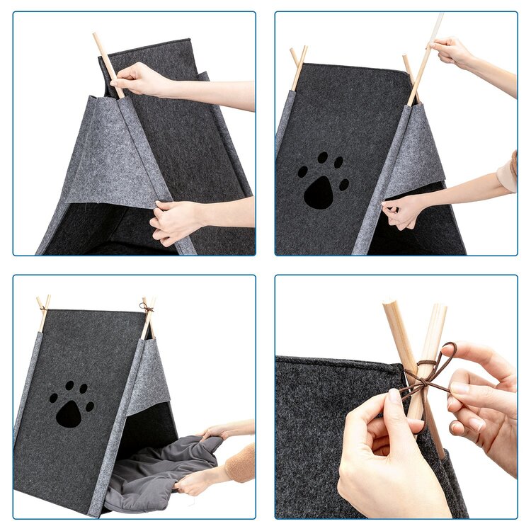 Nobleza Kattenmand - Tipi tent - Vilt - Grijs