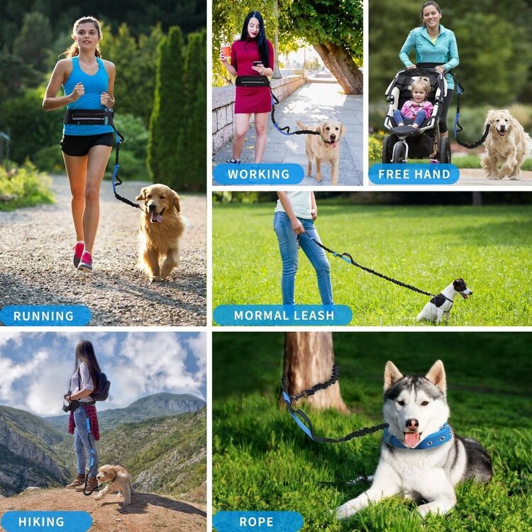 Nobleza Honden Joggingriem - Elastisch - Set met heupgordel