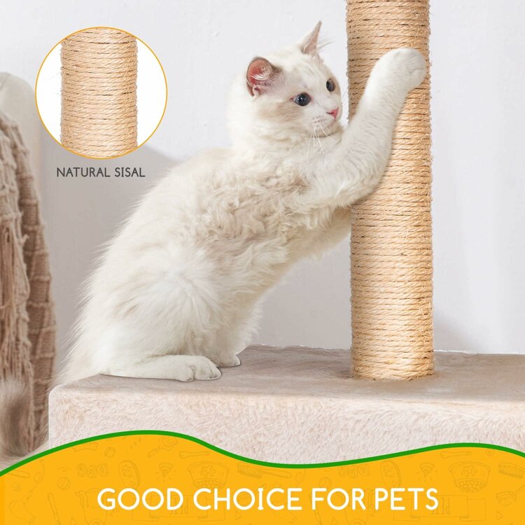 Katten krabpaal met huisje beige