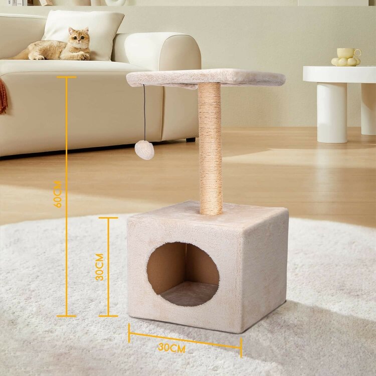 Nobleza Krabpaal met huisje - Beige - 60 cm