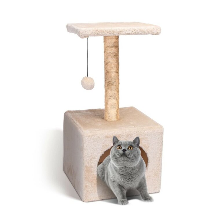 Nobleza Krabpaal met huisje - Beige - 60 cm