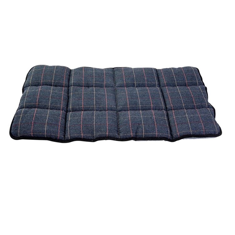 Jack and Vanilla Hondenkussen - Maat XXL - 73x119 cm - Pluche wol - Tartan - Blauw / grijs