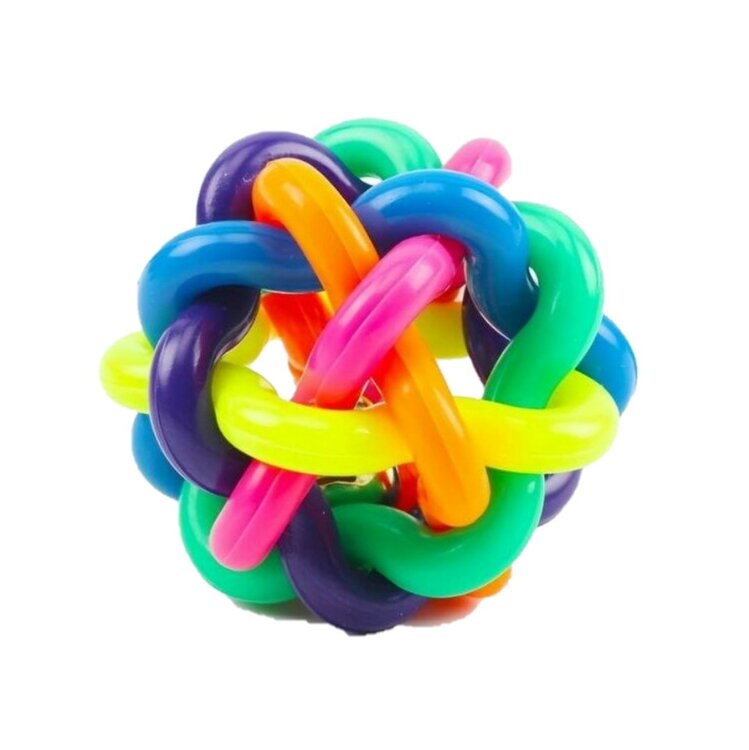 Nobleza Honden regenboogbal met bel - 8 cm