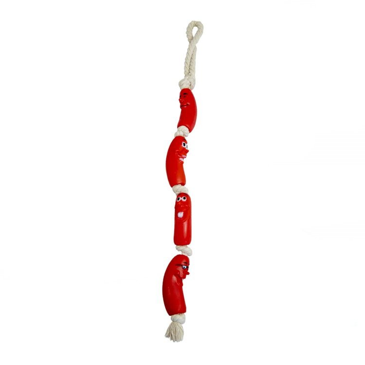 Jack and Vanilla Honden speeltouw met worsten - 65 cm