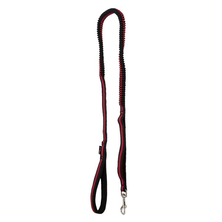 Jack and Vanilla Hondenriem - Elastisch - 2 Handvatten - Zwart / rood - Lengte 120 cm