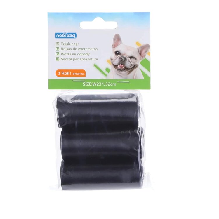 Nobleza Hondenpoepzakjes - 3 Rollen - 45 Poepzakjes - Zwart