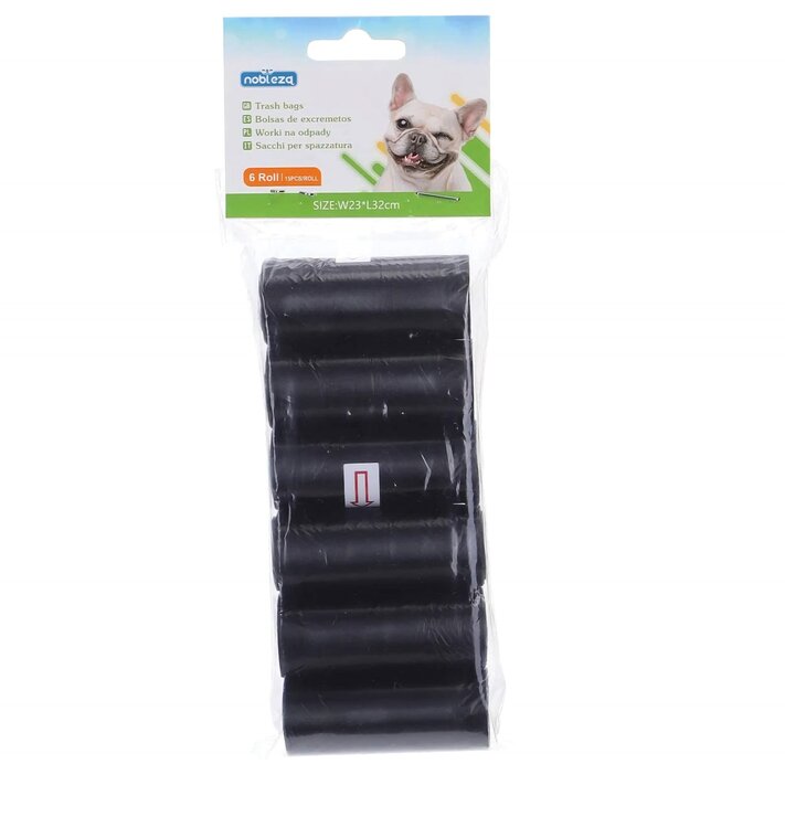 Nobleza Hondenpoepzakjes zwart, 6 rollen, 90 zakjes