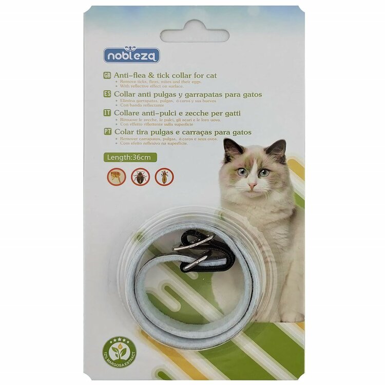 Nobleza Katten vlooienband - Natuurlijk - Reflecterend - 4 tot 6 weken