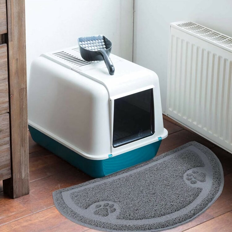 mat voor de kattenbak grijs
