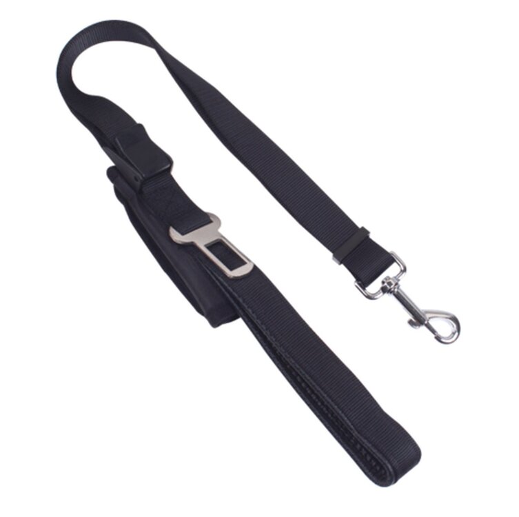 Nobleza Honden autogordel met handvat - Zwart