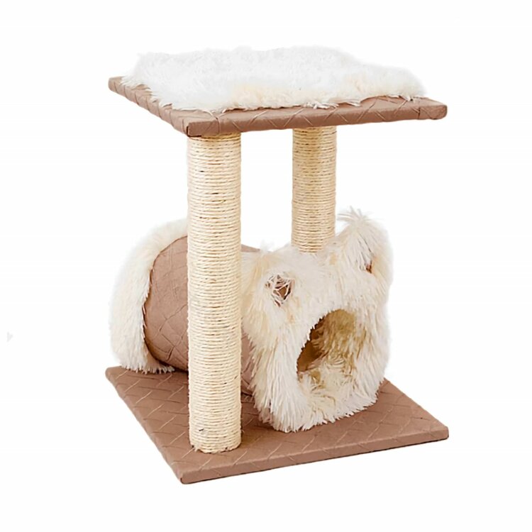 Nobleza Kattenmeubel met holletje- Wit fluffy