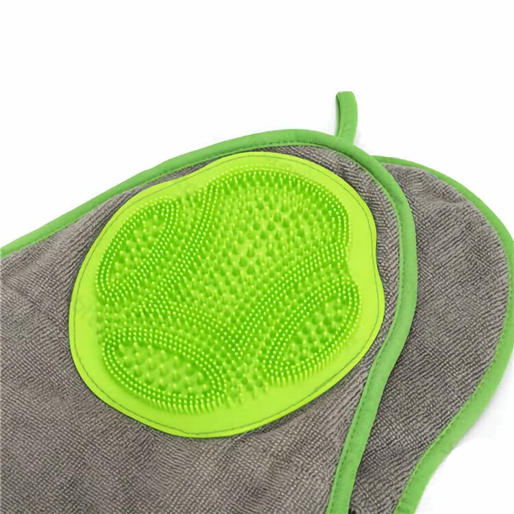 Handdoek met borstels voor huisdieren - Groen