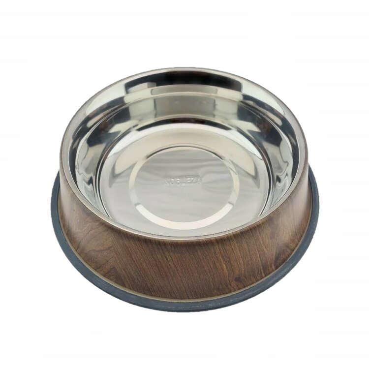 Nobleza Luxe voerbakje - RVS met houtmotief - Maat XS