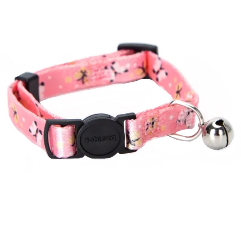 Nobleza Roze kattenhalsband met belletje - Veiligheidssluiting