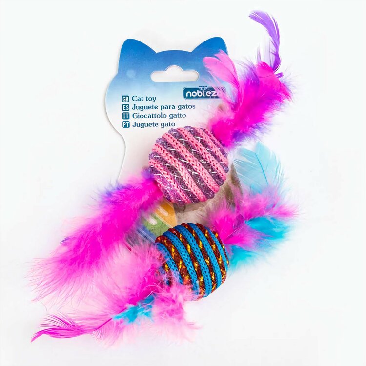Kattenspeelgoed balletjes met veren