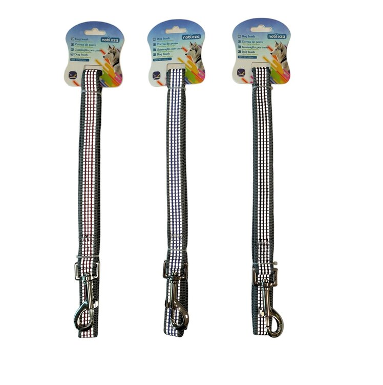 Hondenriem, soepel Nylon, grijs / rood