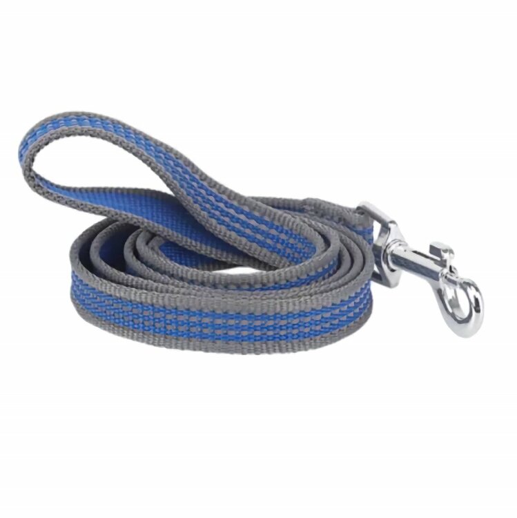 Nobleza Hondenriem - Soepel Nylon - Grijs / blauw - Reflecterend - Lengte 120 cm - Breedte 2 cm