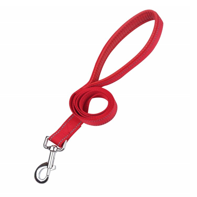 Nobleza Hondenriem rood met gevoerd handvat