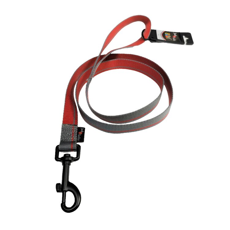 Jack and Vanilla Hondenriem - Rood / grijs - 120x1,5 cm