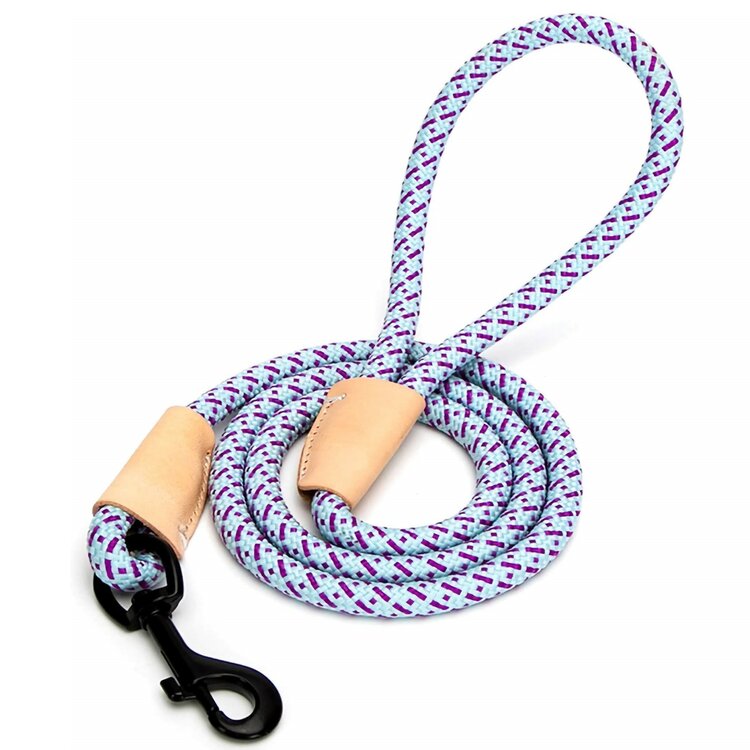 Nobleza Hondenriem - Rond - Polyester met leer - Lichtblauw / paars