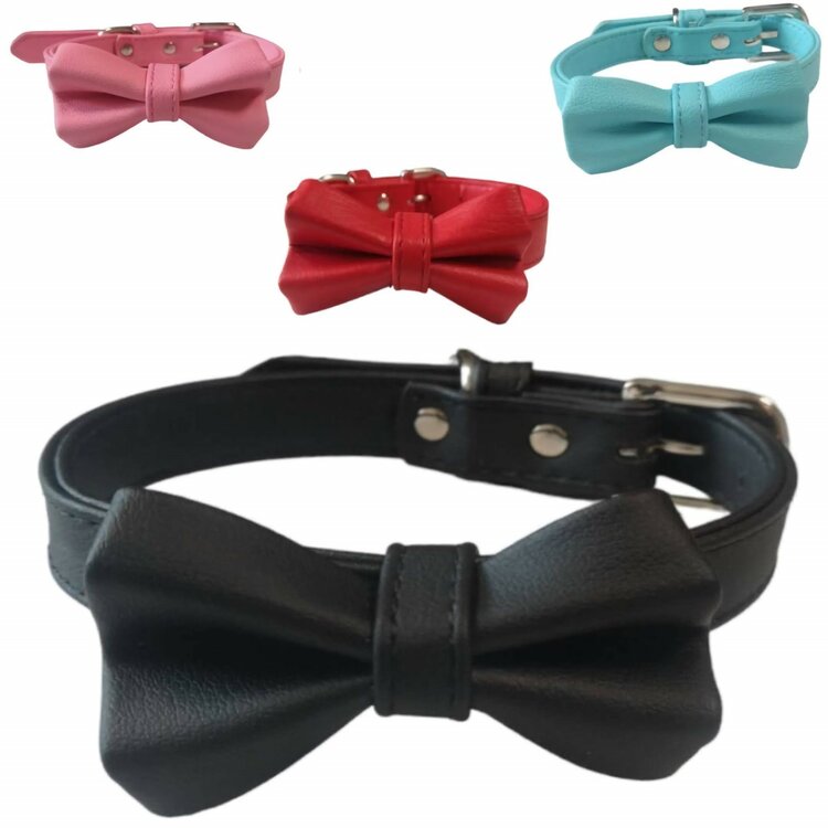 Nobleza Hondenhalsband met strik - Lederlook - 31 cm