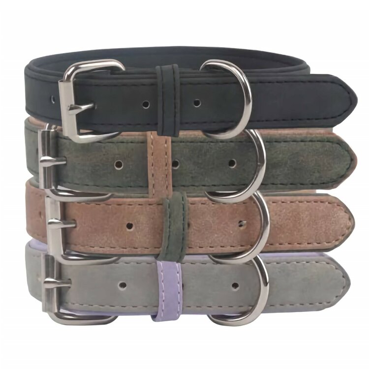 Honden halsband su&egrave;de vegan leer met gesp