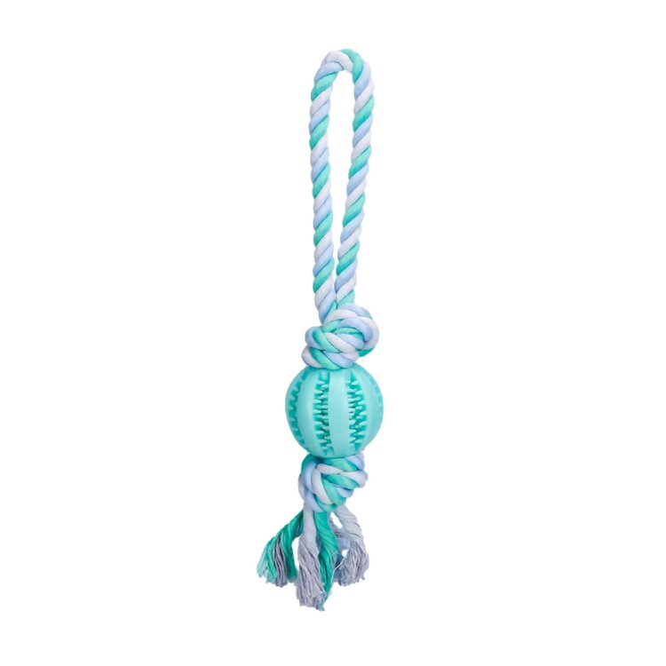 Nobleza Honden speeltouw met bal - Groen - 35 cm