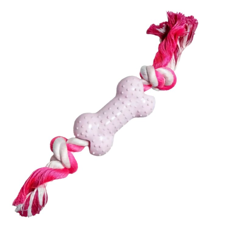 Nobleza Honden flostouw met speeltje - Roze