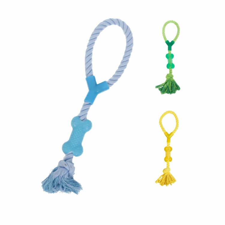 Hondentouw met rubber kauwbot - 40 cm