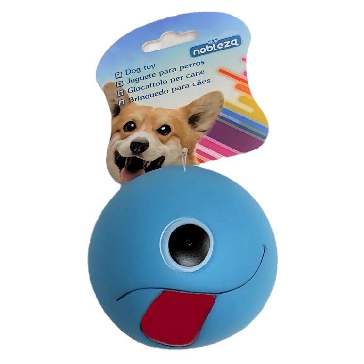 Nobleza Hondenspeelgoed - Bal met piep - Blauw - 7,5 cm