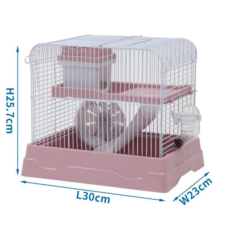 Hamsterkooi met inrichting - Roze - 30x23x25,7 cm