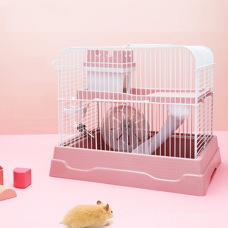 Hamsterkooi met inrichting - Roze - 30x23x25,7 cm