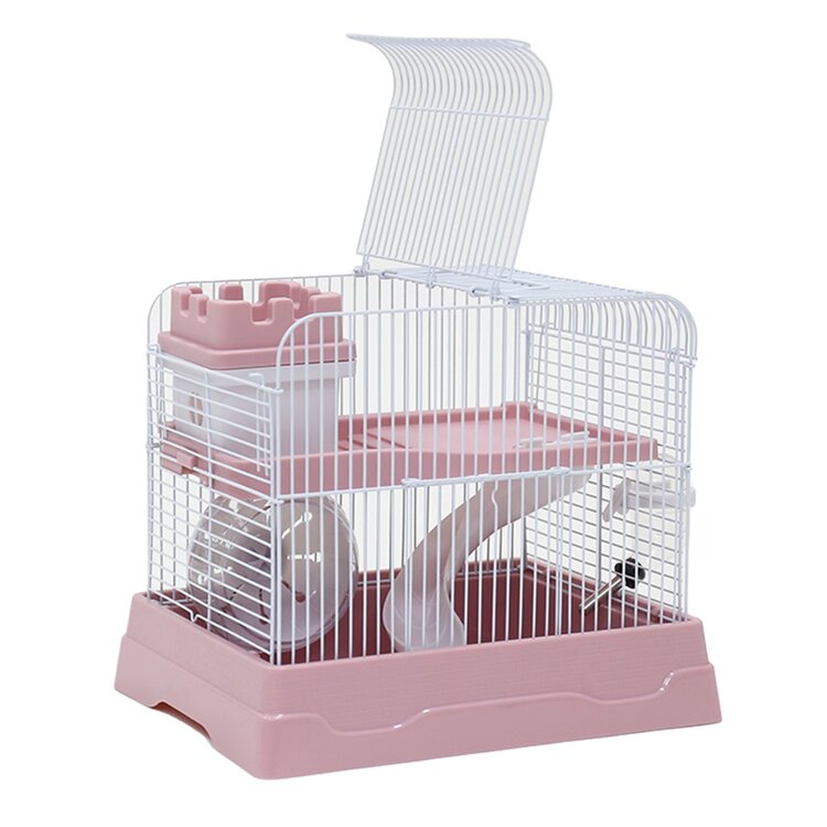 Hamsterkooi met inrichting - Roze - 30x23x25,7 cm