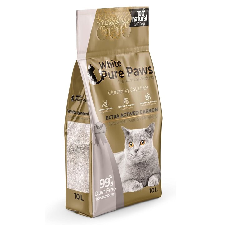 White Pure Paws - kattenbakvulling - Bentoniet - Carbon - 10L