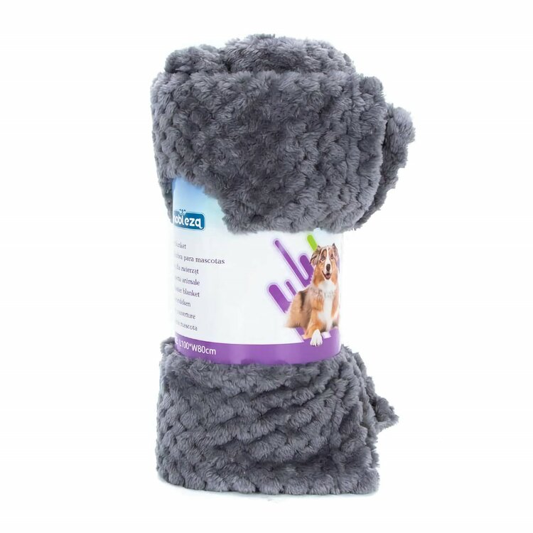 Nobleza Deken voor hond en kat - Pluche - Grijs - Maat L - 100x120 cm