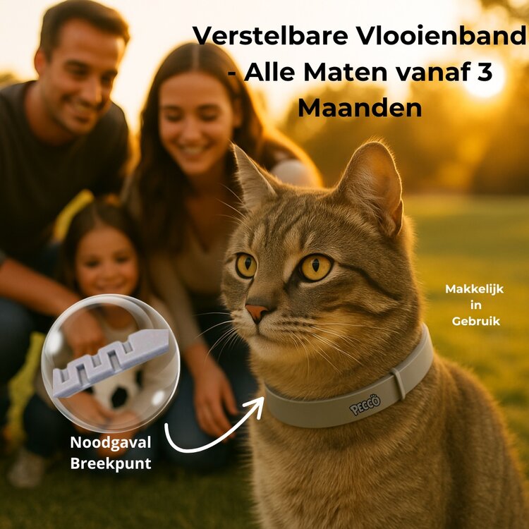 Katten vlooien en tekenband - Werking 8 maanden - 38 cm