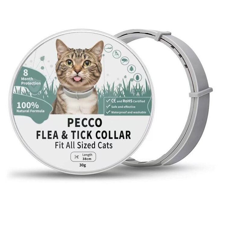 Pecco Katten vlooien en tekenband - Natuurlijk - Werking 8 maanden - 38 cm
