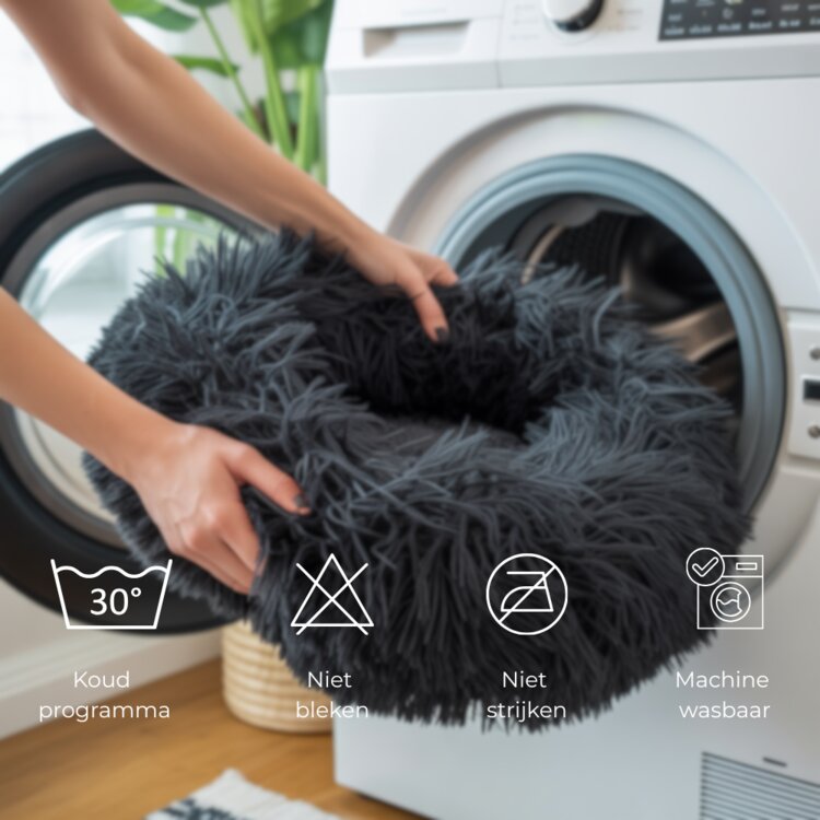 Pecco Ronde mand voor hond en kat - 50 cm - Fluffy - Zwart