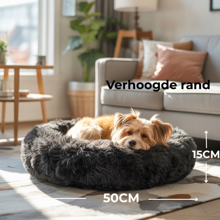 Fluffy mand voor kat. Zwart 50 cm