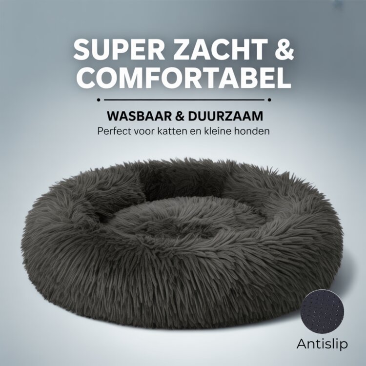 Pecco Ronde mand voor hond en kat - 50 cm - Fluffy - Zwart