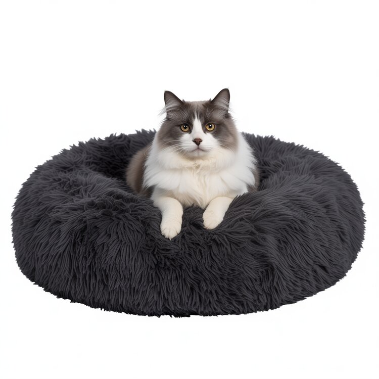 Pecco ronde mand 60 cm zwart fluffy