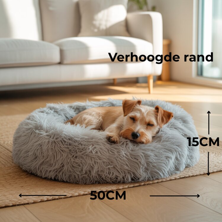 Pecco Ronde mand voor hond en kat - 50 cm - Lichtgrijs fluffy